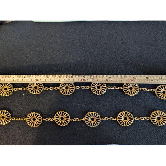 Vintage Necklace Womens 17 Inch Gold Tone Circle Hook Closure Statement Elegant - Picture 9 of 11